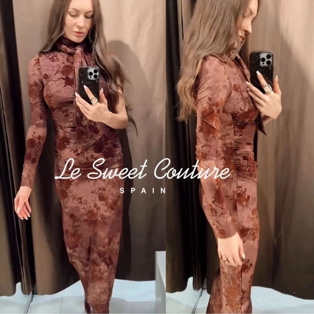 ZARA LONG SCARF PRINT DRESS